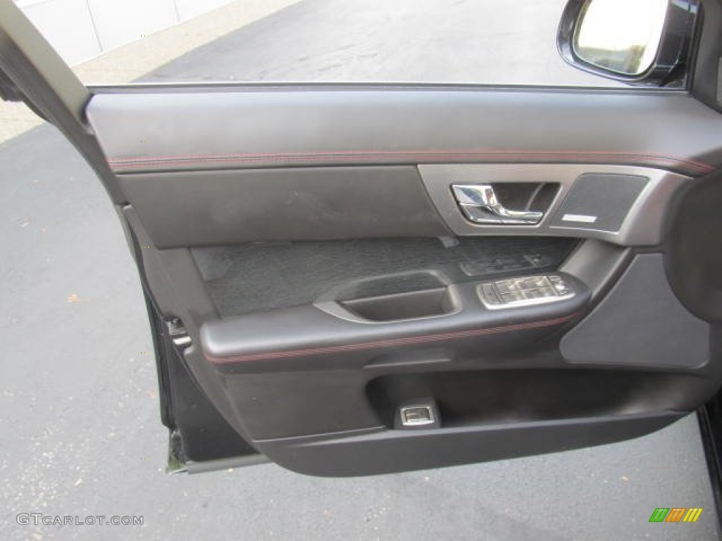 2010 Jaguar XF XFR Sport Sedan Red Zone/Warm Charcoal Door Panel Photo #95132345