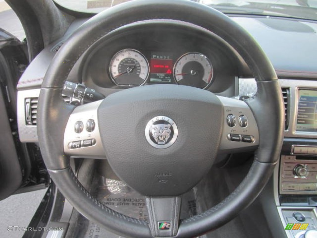2010 Jaguar XF XFR Sport Sedan Red Zone/Warm Charcoal Steering Wheel Photo #95132426