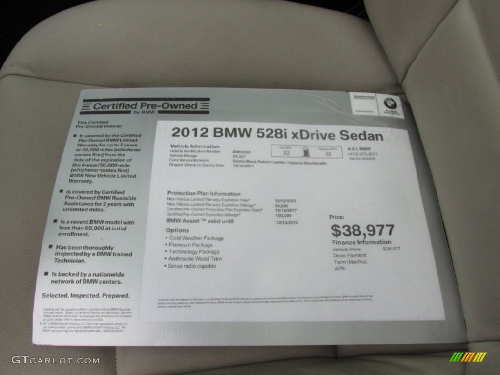 2012 5 Series 528i xDrive Sedan - Imperial Blue Metallic / Venetian Beige photo #11