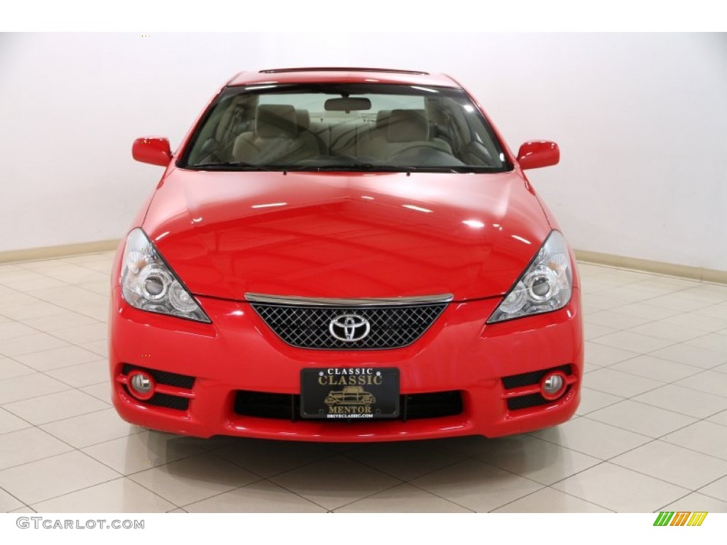 2008 Solara SE Coupe - Super Red 5 / Ivory photo #2