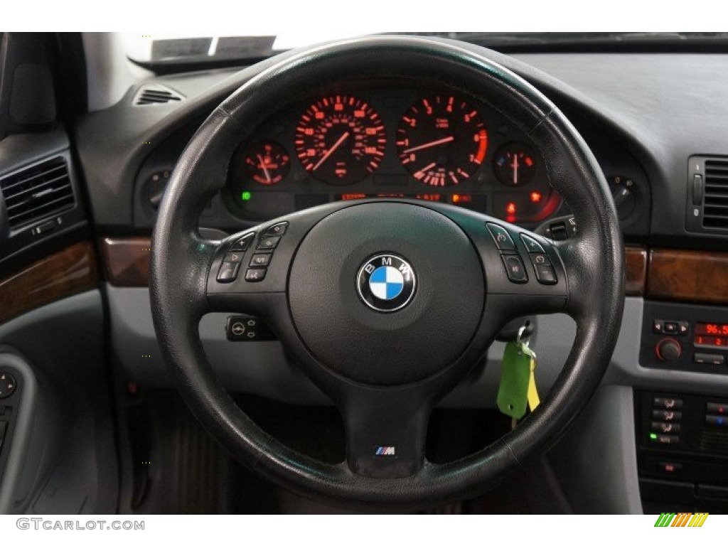 2002 BMW 5 Series 540i Sedan Grey Steering Wheel Photo #95136407