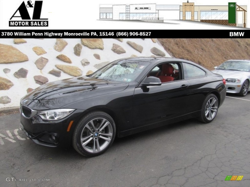 2014 4 Series 428i xDrive Coupe - Jet Black / Coral Red photo #1