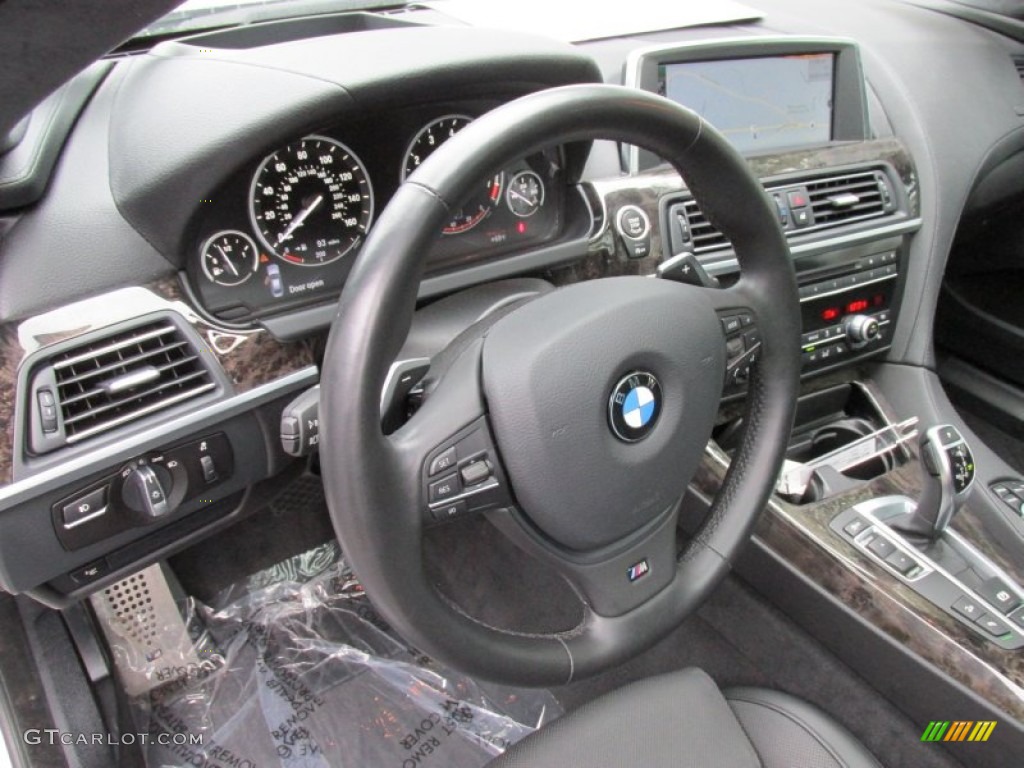 2013 BMW 6 Series 650i xDrive Gran Coupe Black Steering Wheel Photo #95142701