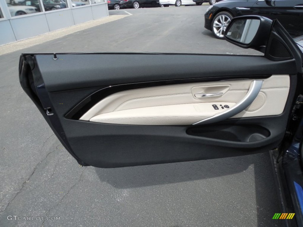 2014 BMW 4 Series 428i xDrive Coupe Oyster/Black Door Panel Photo #95145125