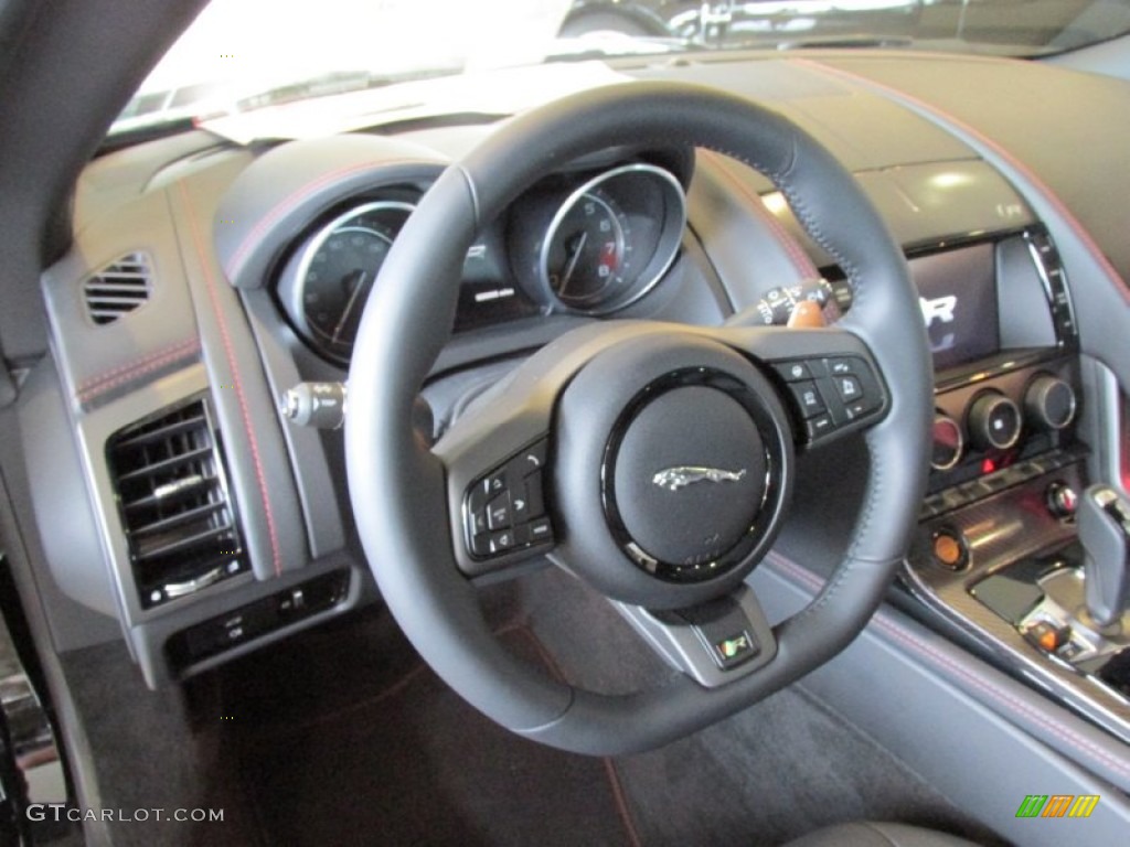 2015 Jaguar F-TYPE R Coupe Jet Steering Wheel Photo #95154386