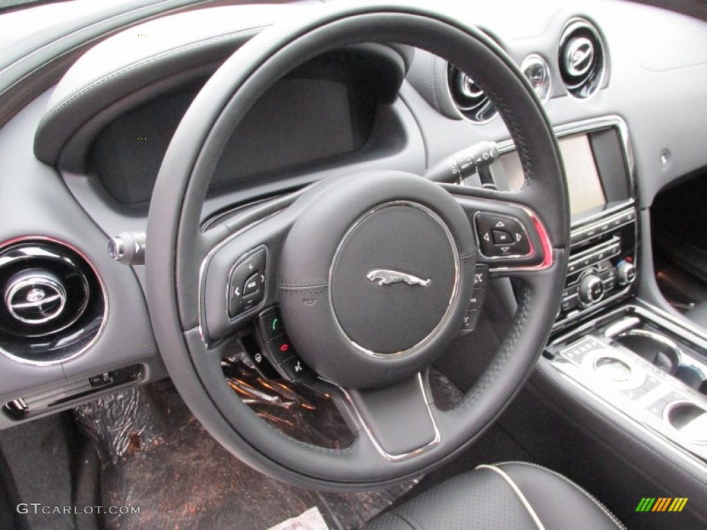 2014 Jaguar XJ XJL Portfolio AWD Jet Steering Wheel Photo #95155370