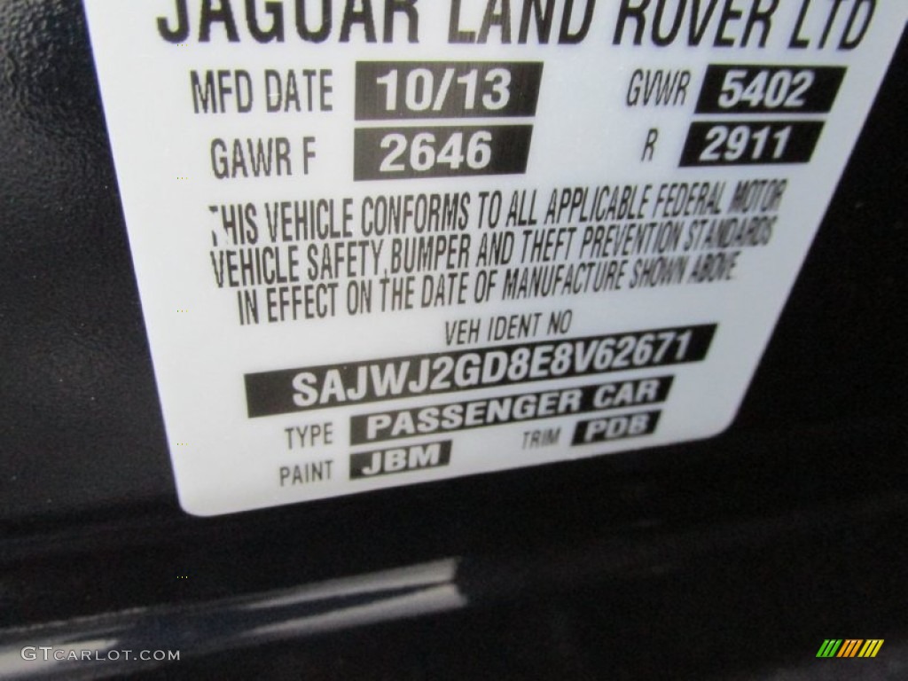 2014 Jaguar XJ XJL Portfolio AWD Color Code Photos