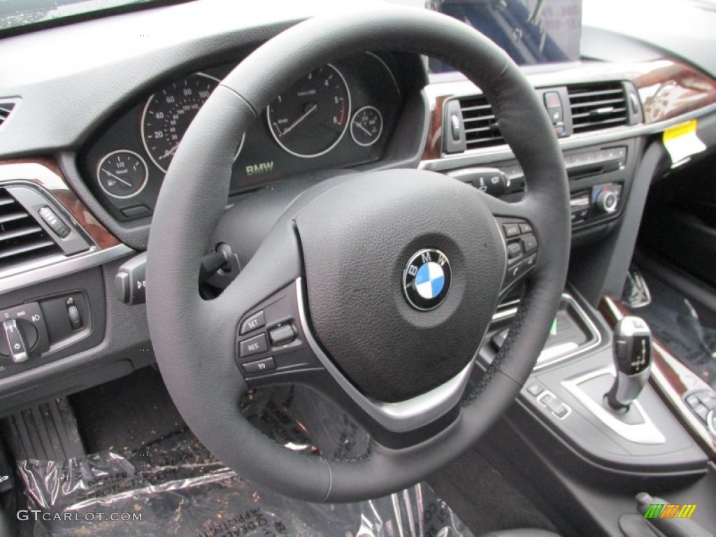 2014 BMW 3 Series 328d xDrive Sedan Black Steering Wheel Photo #95156144