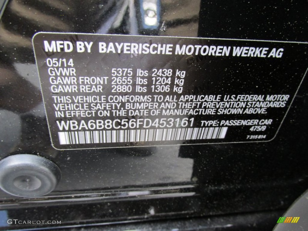 2015 BMW 6 Series 640i xDrive Gran Coupe Color Code Photos