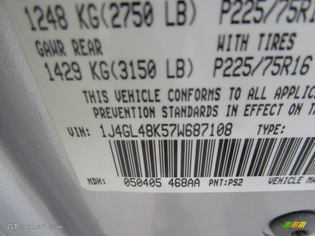 2007 Liberty Color Code PS2 for Bright Silver Metallic Photo #95163470
