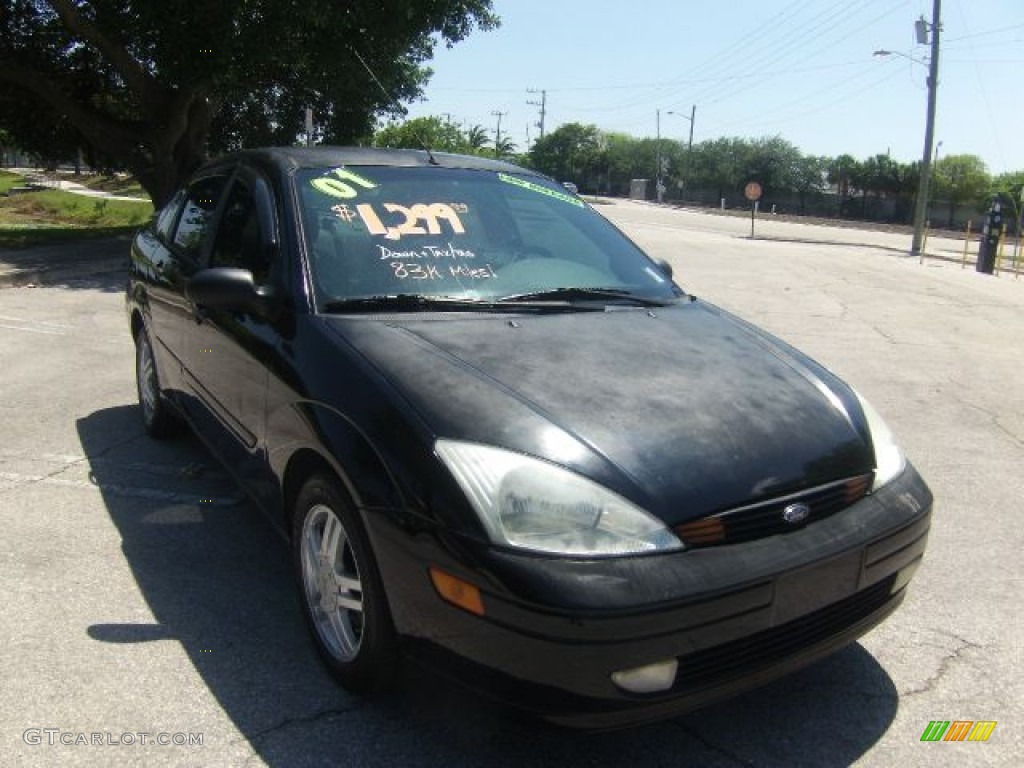 2001 Focus SE Sedan - Pitch Black / Dark Charcoal Black photo #6