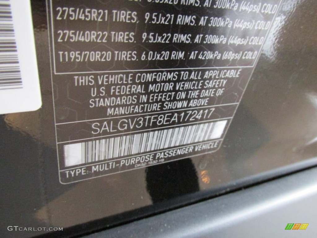2014 Land Rover Range Rover Autobiography Info Tag Photo #95180566