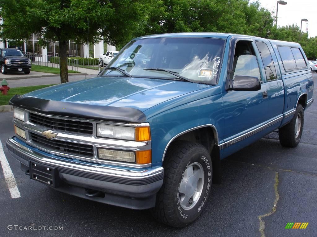1998 C/K K1500 Extended Cab 4x4 - Medium Blue-Green Metallic / Gray photo #1