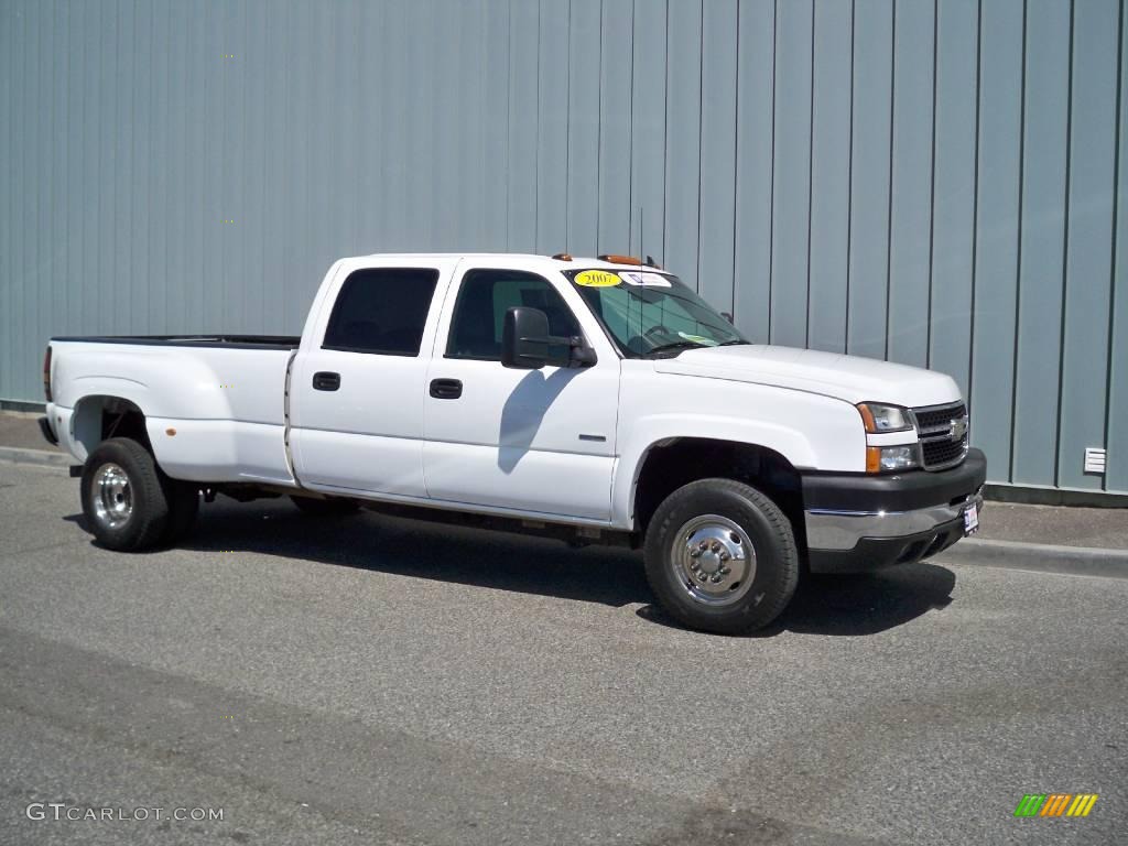 2007 Silverado 3500HD Classic LT Crew Cab 4x4 Dually - Summit White / Dark Charcoal photo #1