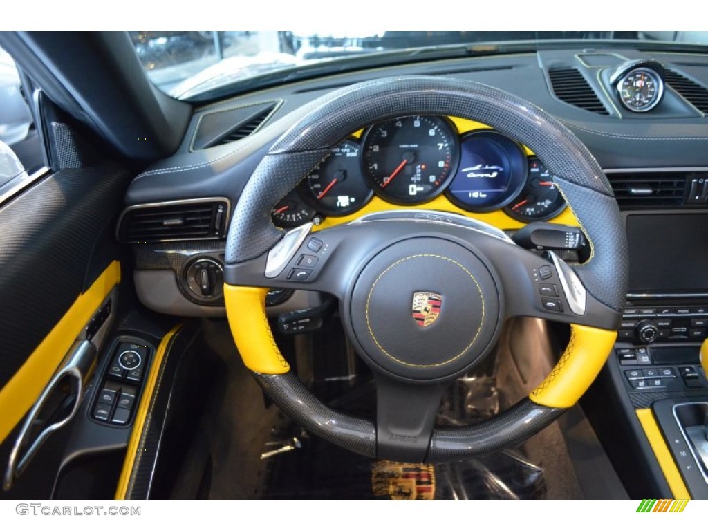 2013 Porsche 911 Carrera S Cabriolet Black/Platinum Grey Steering Wheel Photo #95201624