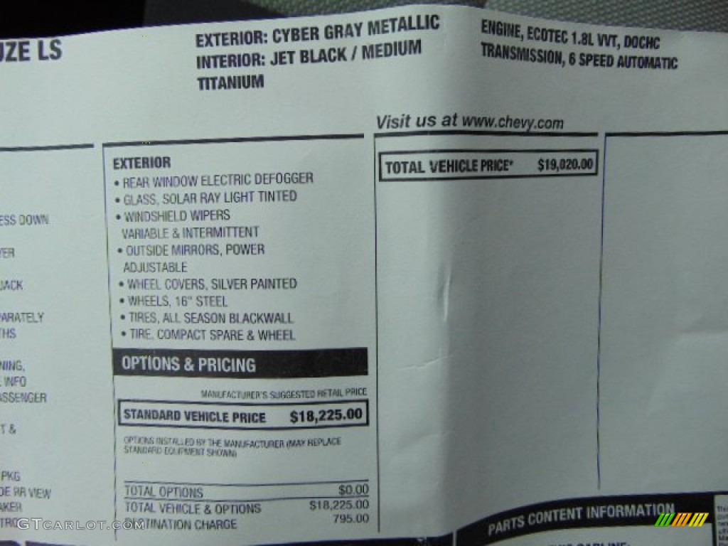 2013 Cruze LS - Cyber Gray Metallic / Jet Black/Medium Titanium photo #30