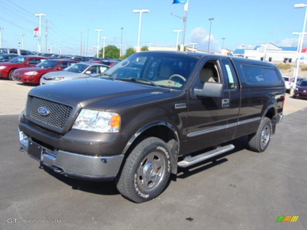 2005 F150 XLT Regular Cab 4x4 - Dark Stone Metallic / Tan photo #5
