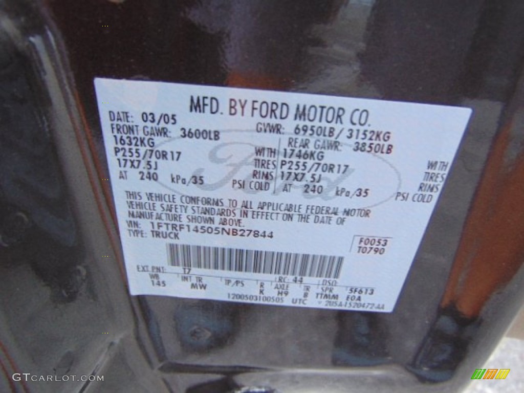 2005 F150 XLT Regular Cab 4x4 - Dark Stone Metallic / Tan photo #19