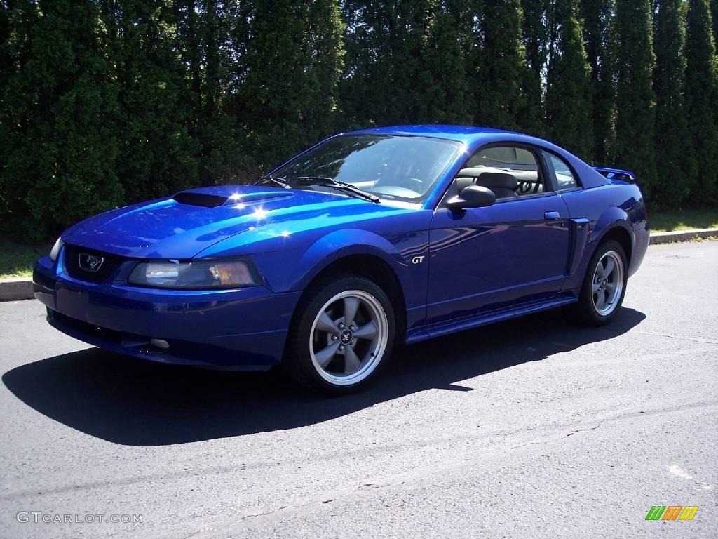 2002 Mustang GT Coupe - Sonic Blue Metallic / Medium Graphite photo #3