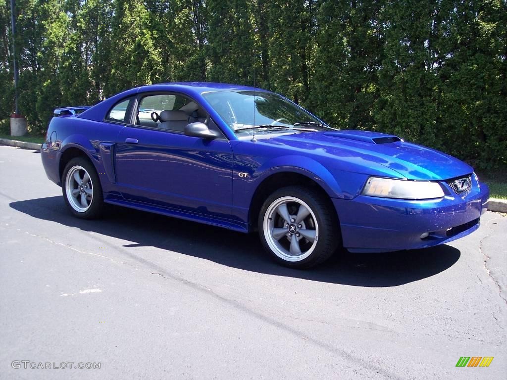 2002 Mustang GT Coupe - Sonic Blue Metallic / Medium Graphite photo #23