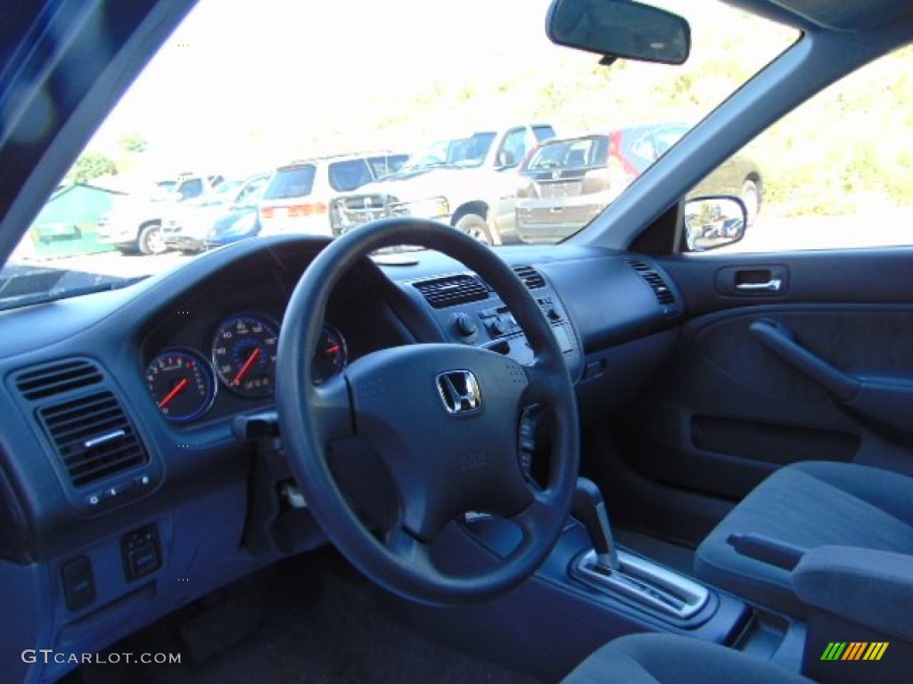 2003 Civic LX Sedan - Eternal Blue Pearl / Gray photo #11