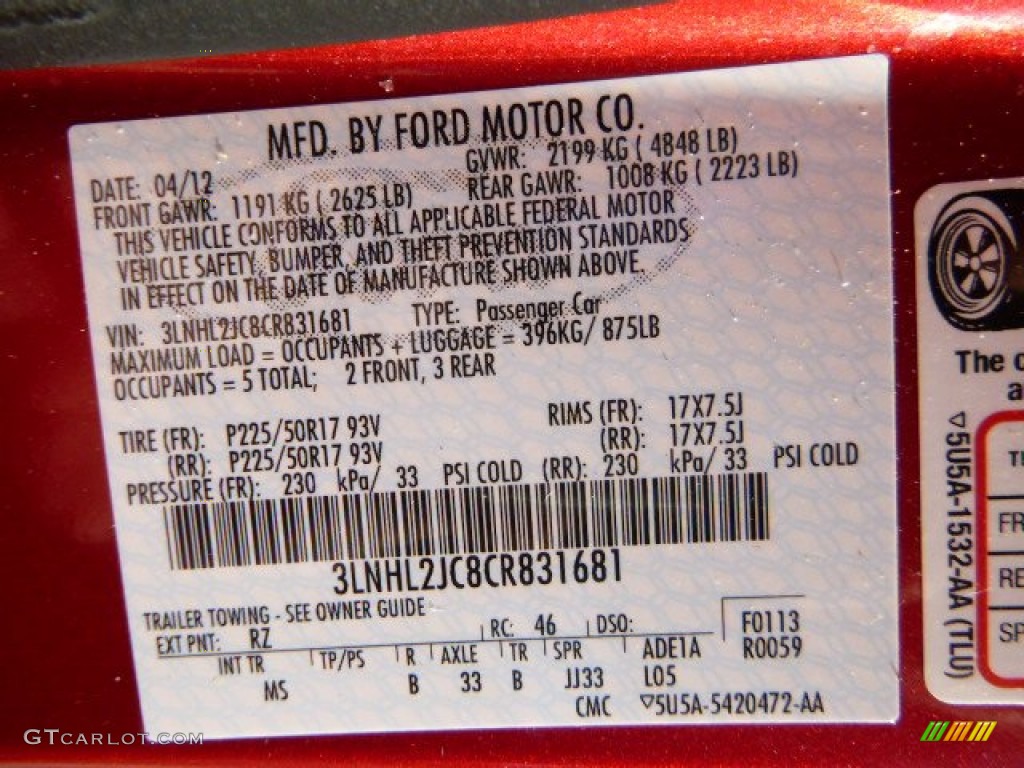 2012 MKZ AWD - Red Candy Metallic / Light Camel photo #24