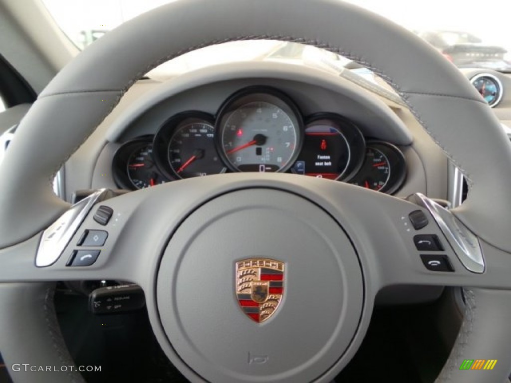 2014 Porsche Cayenne S Platinum Grey Steering Wheel Photo #95246804