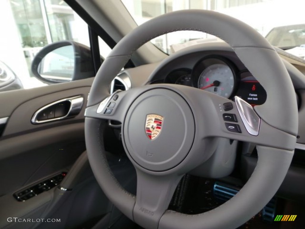 2014 Porsche Cayenne S Platinum Grey Steering Wheel Photo #95246922