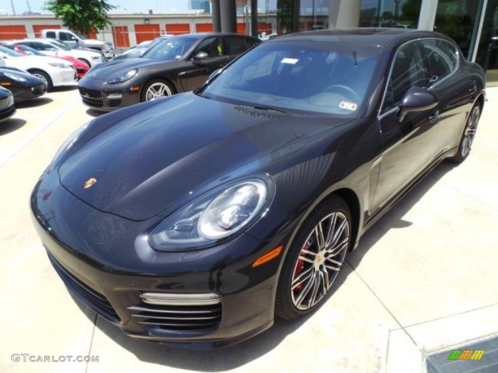 Basalt Black Metallic 2014 Porsche Panamera Turbo Executive Exterior Photo #95247176