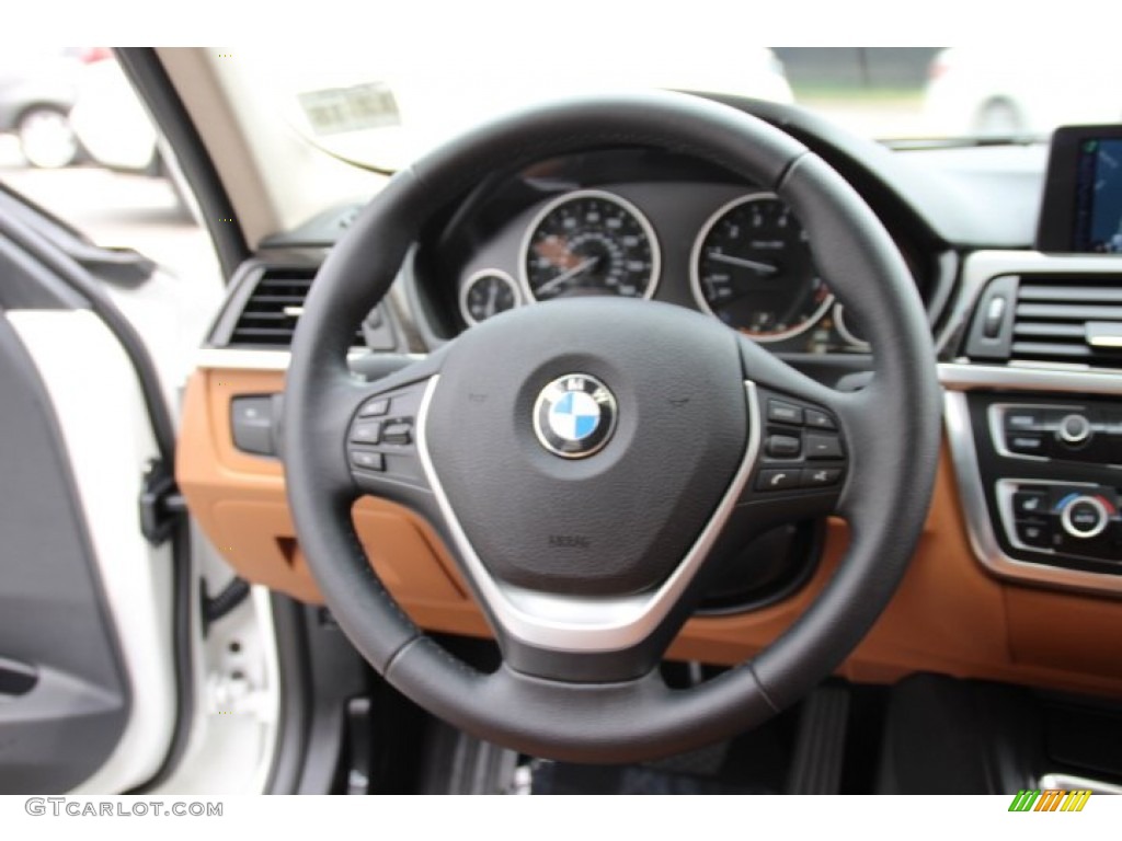 2014 BMW 3 Series 328i xDrive Sedan Saddle Brown Steering Wheel Photo #95247207