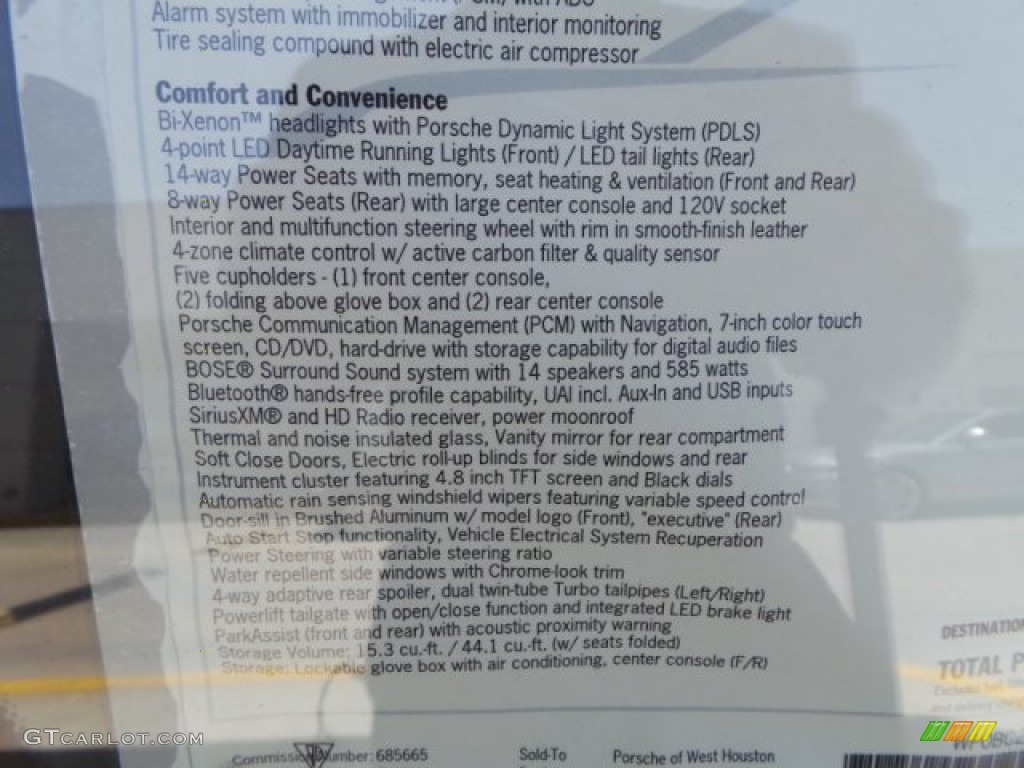 2014 Porsche Panamera Turbo Executive Window Sticker Photo #95247951
