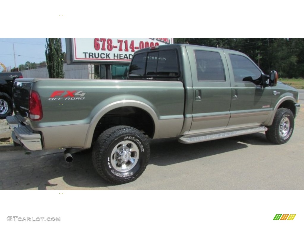 2003 F350 Super Duty Lariat Crew Cab 4x4 - Estate Green Metallic / Medium Parchment photo #5