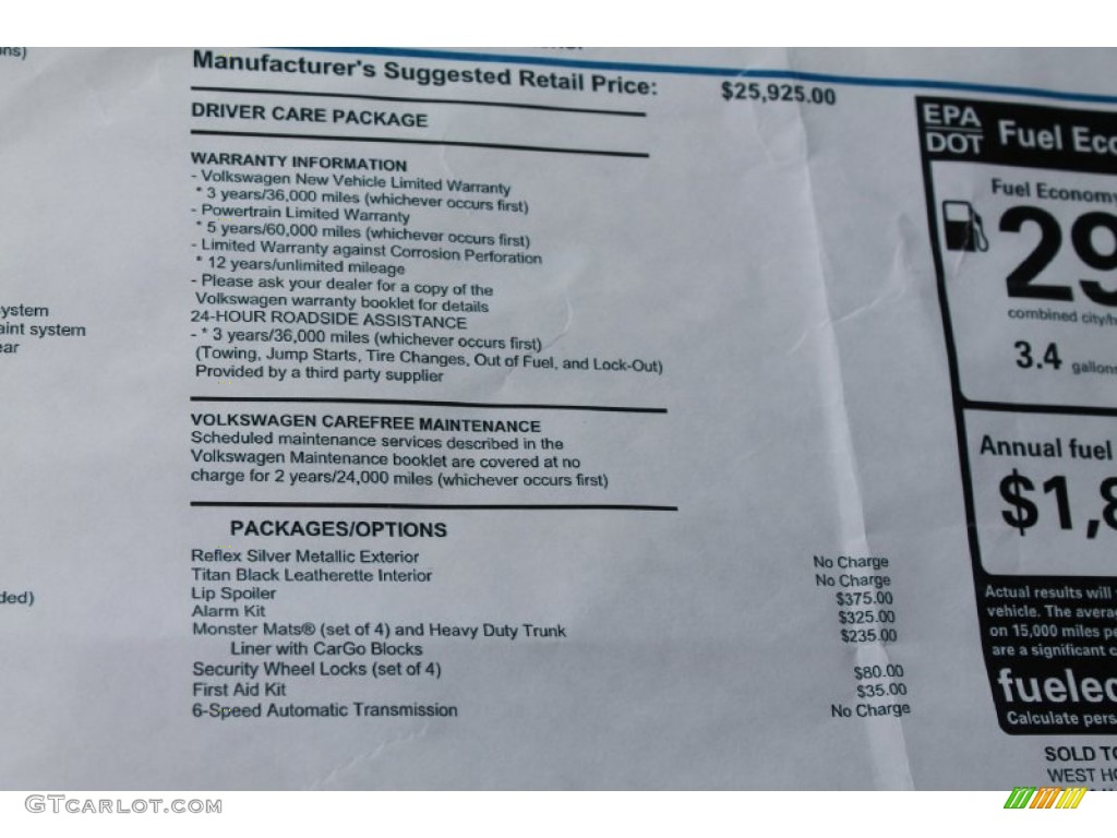 2014 Volkswagen Jetta SEL Sedan Window Sticker Photos