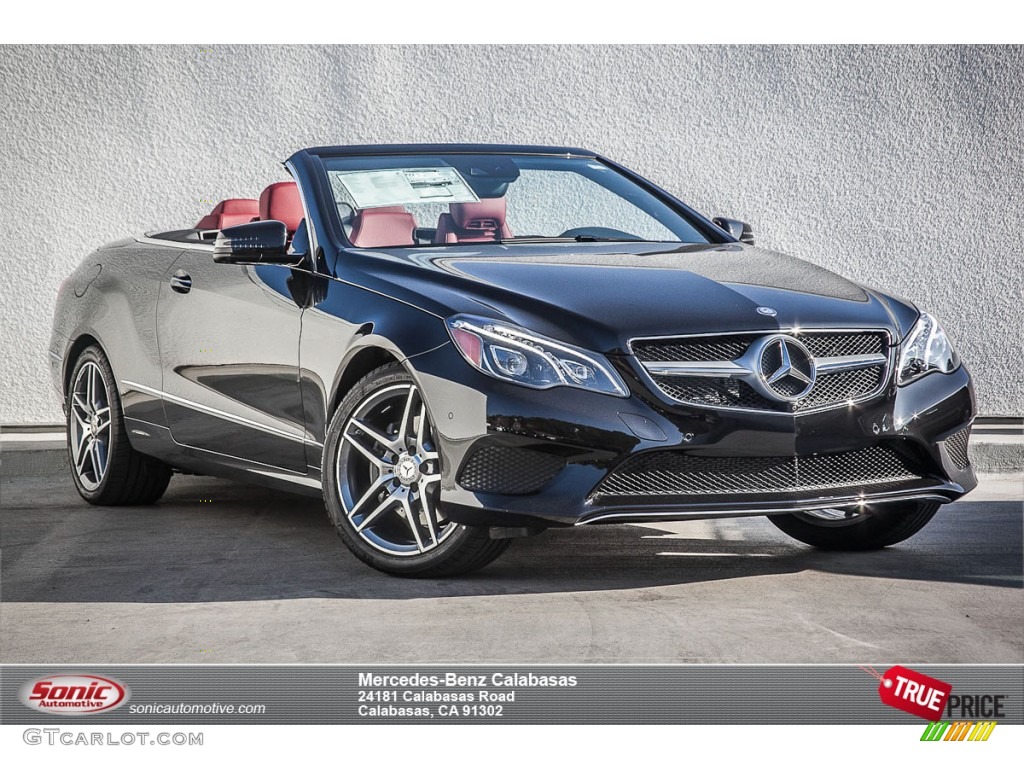 2014 E 350 Cabriolet - Obsidian Black Metallic / Red/Black photo #1