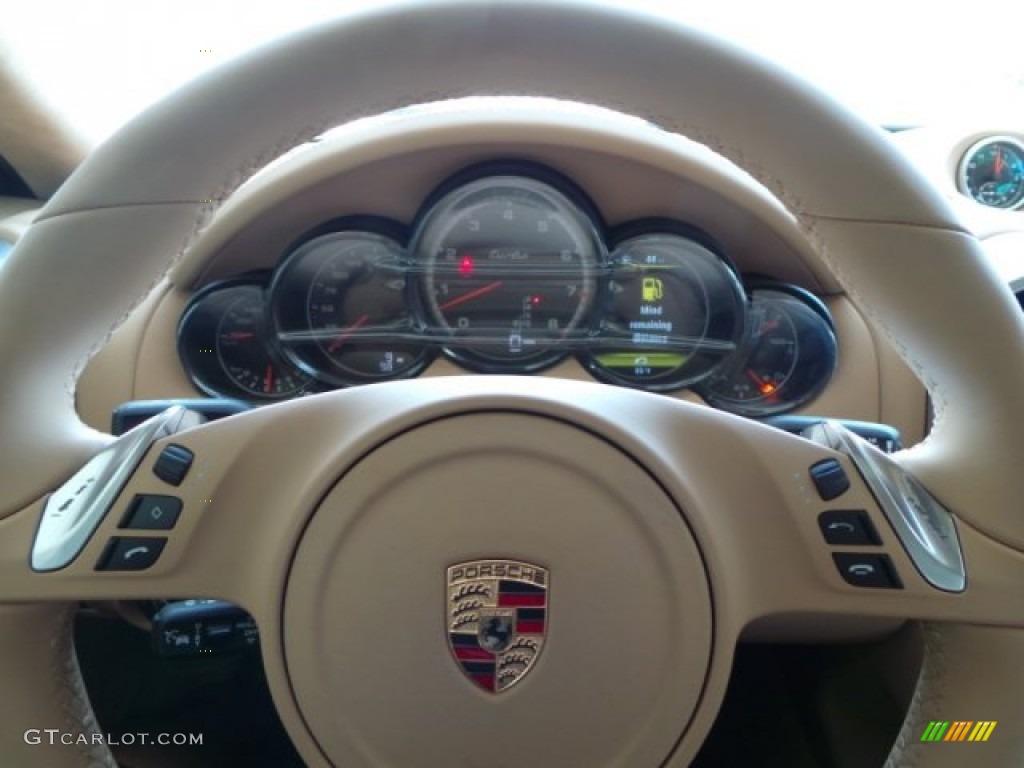 2014 Porsche Cayenne Turbo Luxor Beige Steering Wheel Photo #95290647