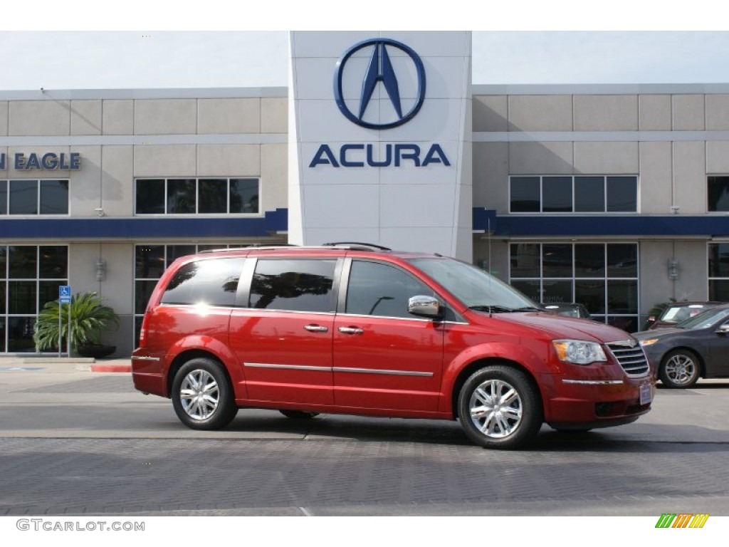 2008 Town & Country Limited - Inferno Red Crystal Pearlcoat / Medium Pebble Beige/Cream photo #1