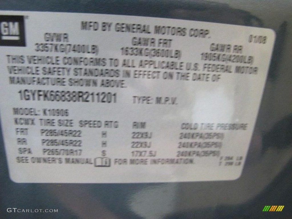 2008 Escalade ESV AWD - Stealth Gray / Ebony photo #44
