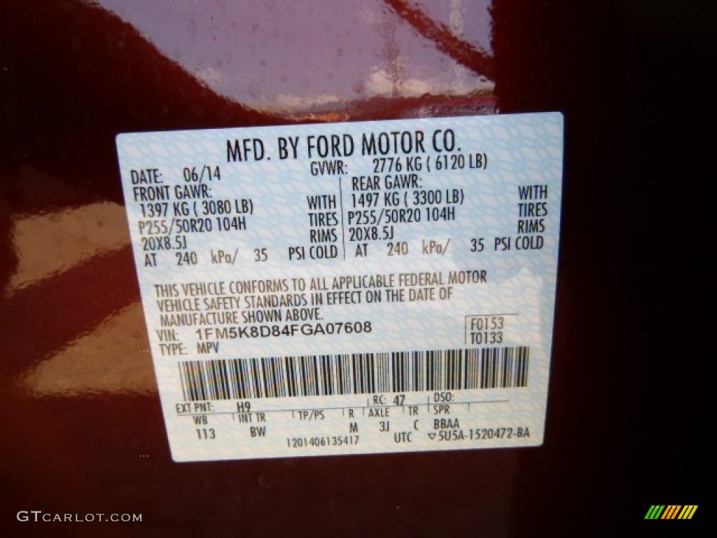 2015 Explorer Color Code H9 for Bronze Fire Photo #95307991