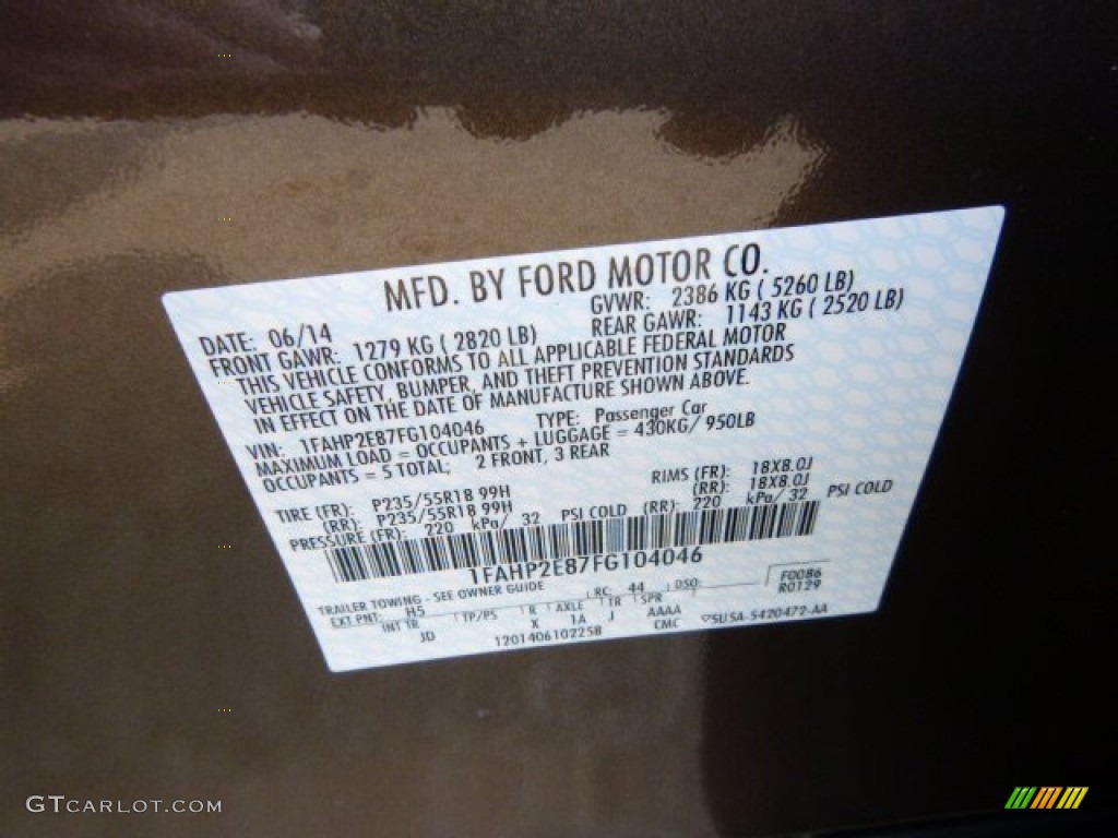 2015 Taurus Color Code HS for Caribou Metallic Photo #95308426