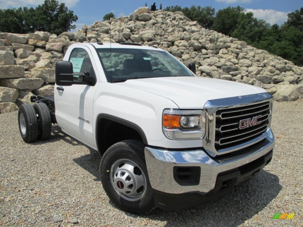 Summit White 2015 GMC Sierra 3500HD Work Truck Regular Cab Chassis Exterior Photo #95327686