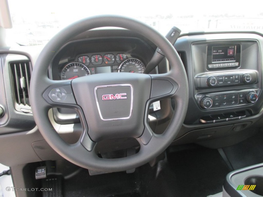 2015 GMC Sierra 3500HD Work Truck Regular Cab Chassis Jet Black/Dark Ash Steering Wheel Photo #95327806