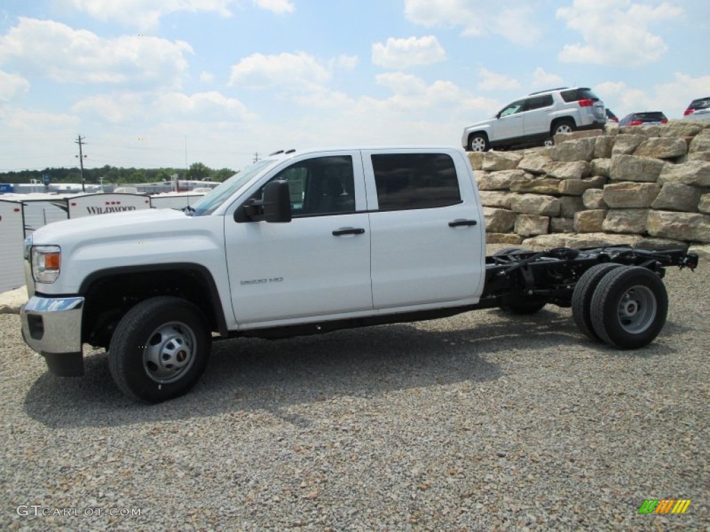 Summit White 2015 GMC Sierra 3500HD Work Truck Crew Cab Chassis Exterior Photo #95328052