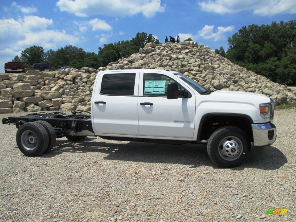 Summit White 2015 GMC Sierra 3500HD Work Truck Crew Cab Chassis Exterior Photo #95328187