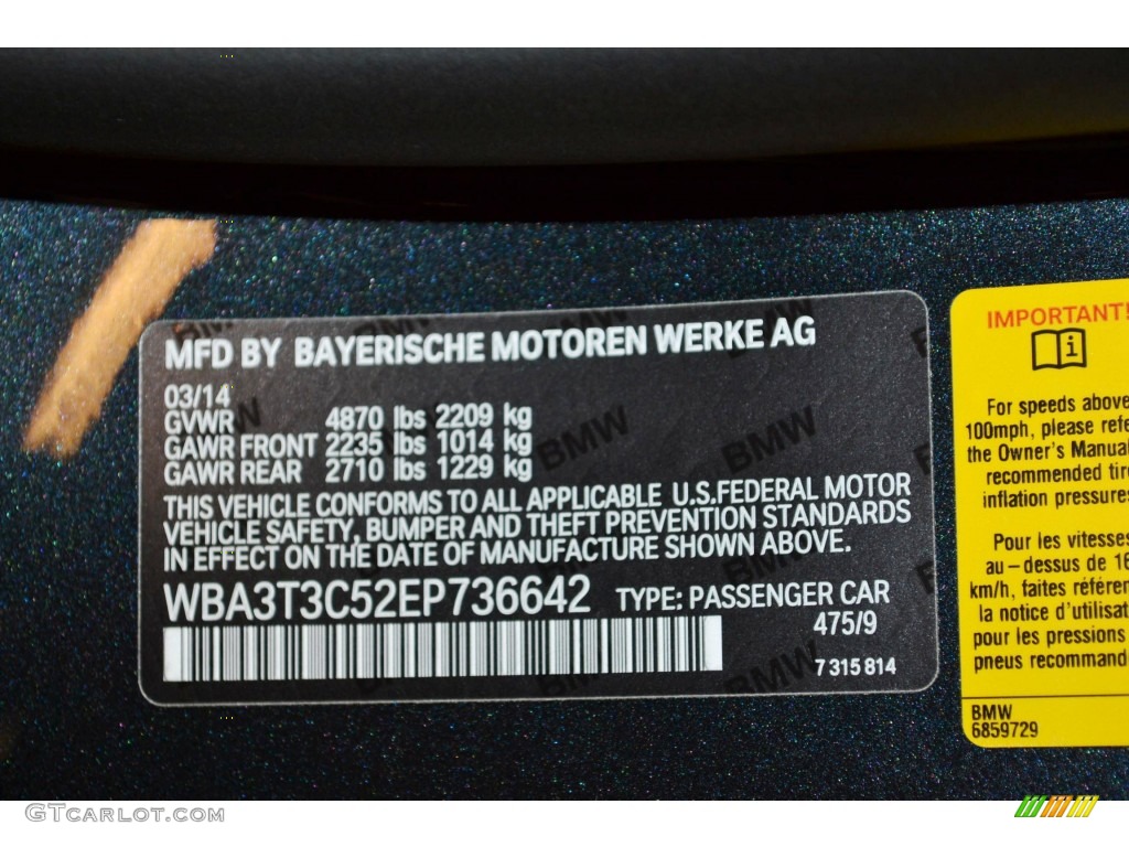2014 BMW 4 Series 435i Convertible Color Code Photos