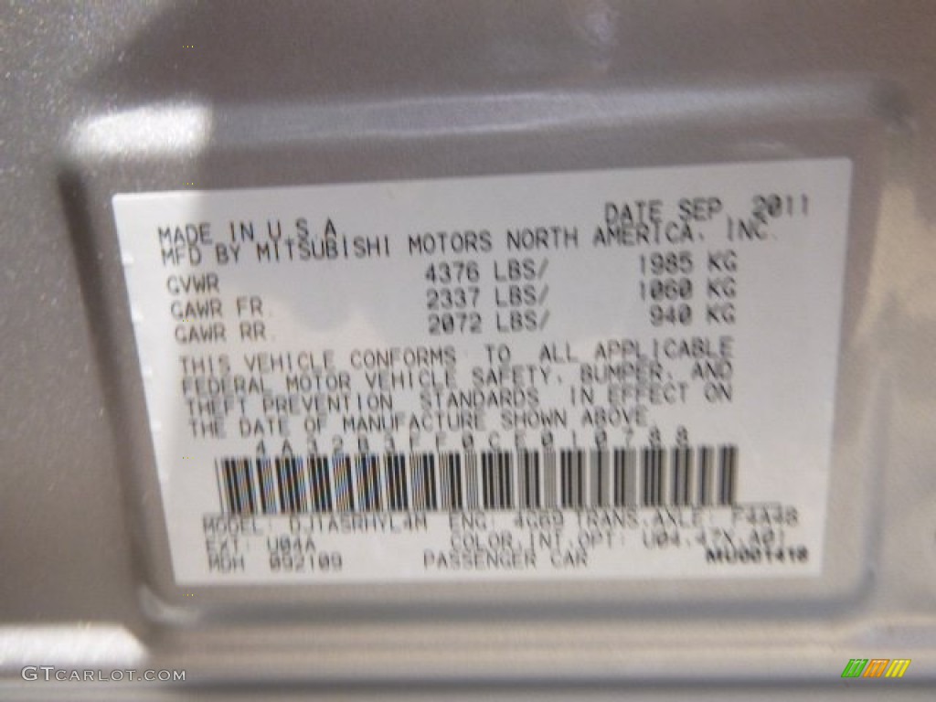 2012 Galant ES - Quick Silver / Black photo #20