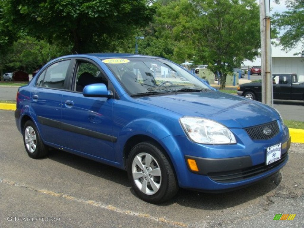 2008 Rio LX Sedan - Sapphire Blue / Gray photo #3