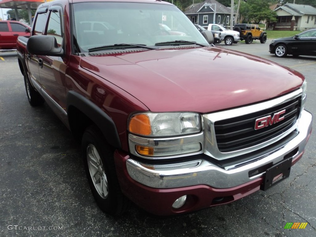 2005 Sierra 1500 SLT Crew Cab 4x4 - Sport Red Metallic / Dark Pewter photo #4