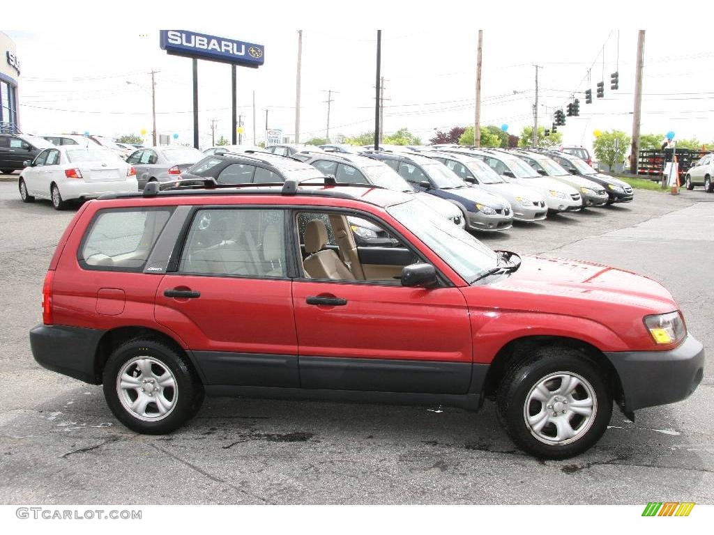 2004 Forester 2.5 X - Cayenne Red Pearl / Beige photo #4