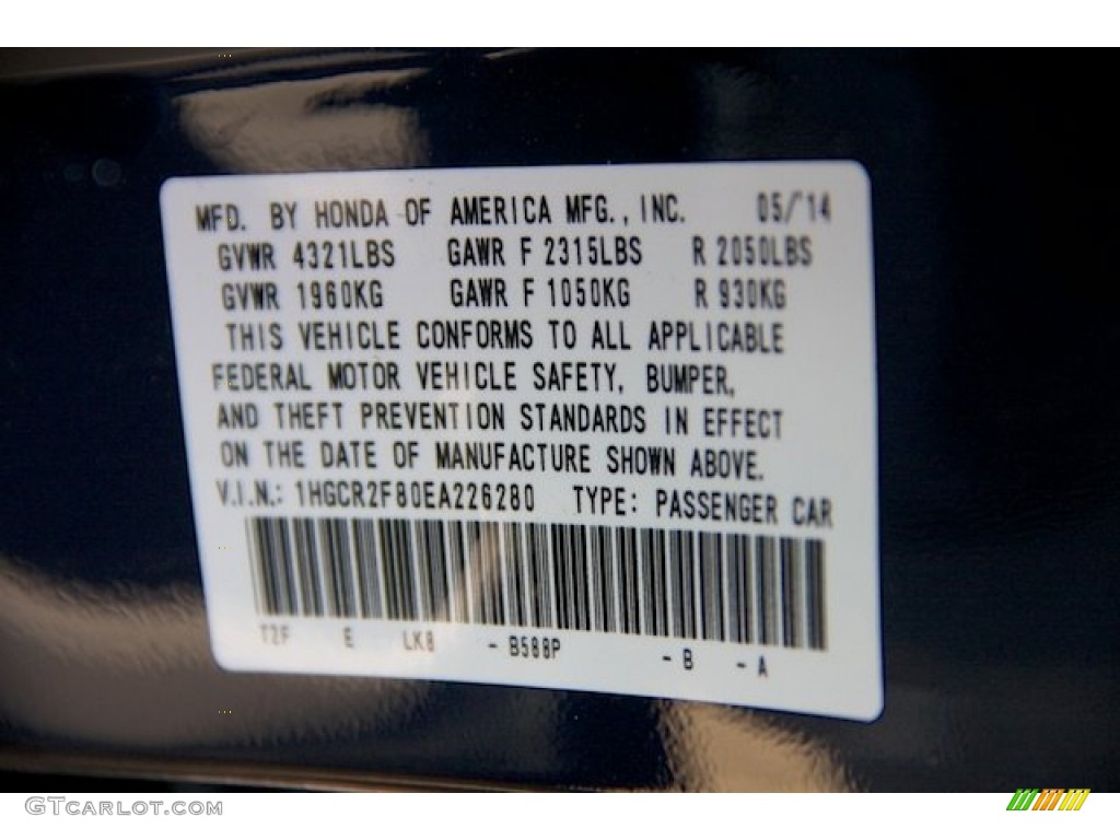 2014 Accord EX-L Sedan - Obsidian Blue Pearl / Gray photo #22