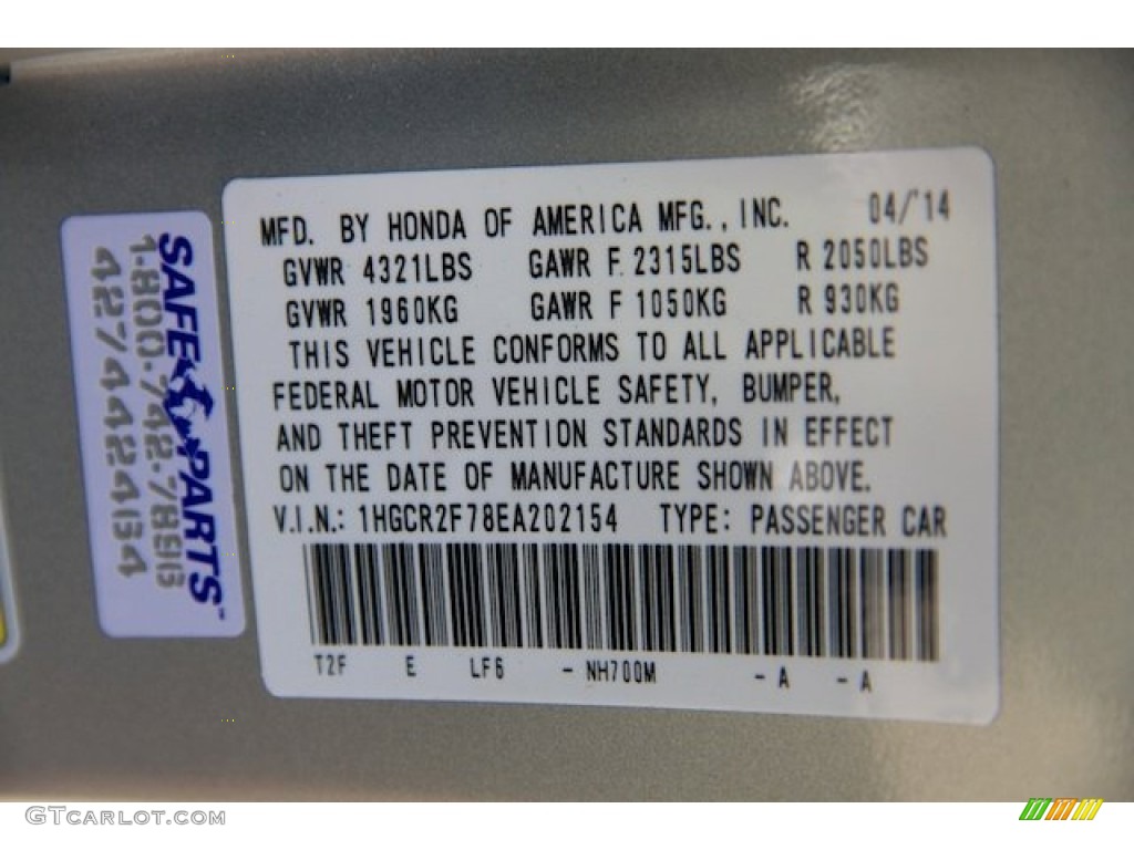 2014 Accord EX Sedan - Alabaster Silver Metallic / Black photo #21